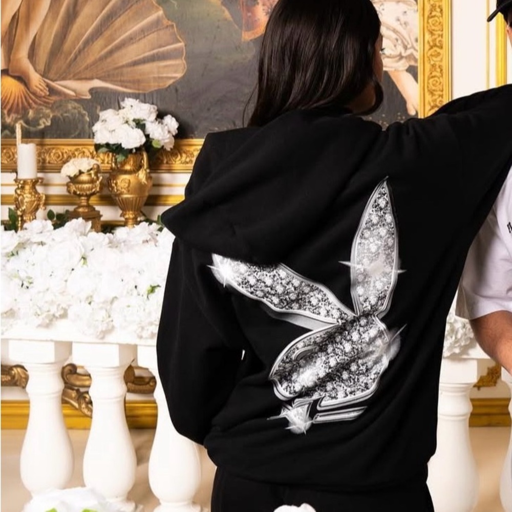 PLAYBOY x Fuerza Regida black hoodie unisex